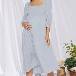 Maternity light blue square neck dress - SHEIN